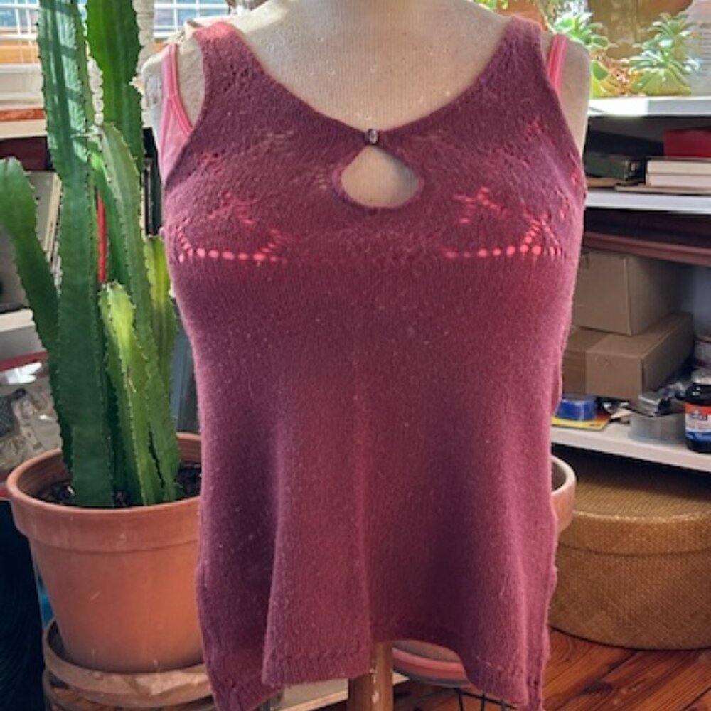 Vintage Cashmere Burgundy Handmade Hand Dyed Sleveless Sweater